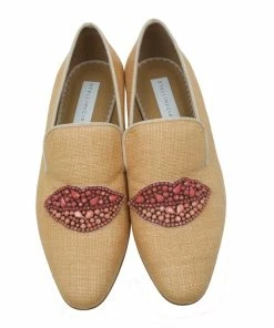 Cheap ⌛ Stella McCartney Beige Woven Fabric Embellishment Tatami Flats Size 37.5 For 👩 Women 🥰 -Stella McCartney Shop luxury women stella mccartney new shoes p55496 006