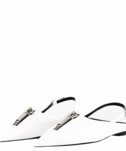 Promo ⌛ Stella McCartney White Leather Slingback With Zip Flats Size IT 38 For 👩 Women ✔️ -Stella McCartney Shop luxury women stella mccartney new shoes p581498 003