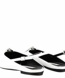 Promo ⌛ Stella McCartney White Leather Slingback With Zip Flats Size IT 38 For 👩 Women ✔️ -Stella McCartney Shop luxury women stella mccartney new shoes p581498 004