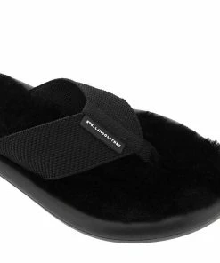 New 🧨 Stella McCartney Black Faux Fur Air Thong Flats Size IT 39 For 👩 Women ❤️ -Stella McCartney Shop luxury women stella mccartney new shoes p581515 002
