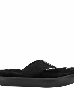 New 🧨 Stella McCartney Black Faux Fur Air Thong Flats Size IT 39 For 👩 Women ❤️