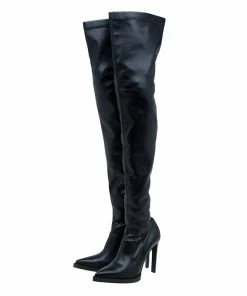 Cheapest 🤩 Stella McCartney Black Faux Leather Abbey Over The Knee 🥾 Boots Size 40 For 👩 Women 🥰 -Stella McCartney Shop luxury women stella mccartney new shoes p59180 004