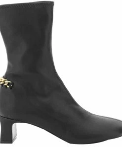 Best Pirce 🤩 Stella McCartney Black Faux Leather Stretch Ankle With Chain 🥾 Boots Size IT 37 For 👩 Women 🛒