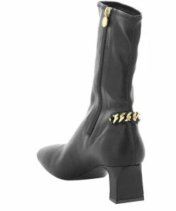Best Pirce 🤩 Stella McCartney Black Faux Leather Stretch Ankle With Chain 🥾 Boots Size IT 37 For 👩 Women 🛒 -Stella McCartney Shop luxury women stella mccartney new shoes p599252 003