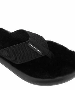 Flash Sale 💯 Stella McCartney Black Rubber Air Thong Mules With Faux Fur Flats Size IT 37 For 👩 Women ✔️ -Stella McCartney Shop luxury women stella mccartney new shoes p599259 004