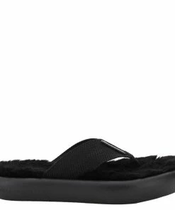 Cheap ✔️ Stella McCartney Black Rubber Air Thong Mules With Faux Fur Flats Size IT 39 For 👩 Women ⌛