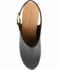 Promo 🌟 Stella McCartney Black Faux Leather Elyse Sabot With Back Strap Pumps Size IT 36 For 👩 Women ✔️ -Stella McCartney Shop luxury women stella mccartney new shoes p599263 001