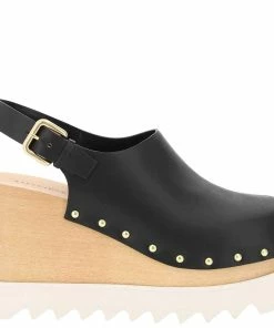 Budget 👍 Stella McCartney Black Faux Leather Elyse Sabot With Back Strap Pumps Size IT 39 For 👩 Women 🎁