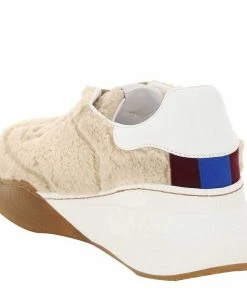 Cheapest 🥰 Stella McCartney Beige Leather Loop Faux Fur 👟 Sneakers Size IT 37 For 👩 Women 🛒 -Stella McCartney Shop luxury women stella mccartney new shoes p599285 004