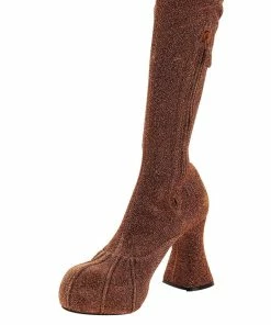 New ✔️ Stella McCartney Orange Leather Fabric Duck City Glitter Over-The-Knee 🥾 Boots Size IT 38 For 👩 Women 🧨 -Stella McCartney Shop luxury women stella mccartney new shoes p599294 004