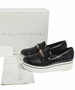 New 💯 Stella McCartney Black Faux Leather Chain Link Slip On 👟 Sneakers Size 41 For 👩 Women 🎉 -Stella McCartney Shop luxury women stella mccartney new shoes p601716 001