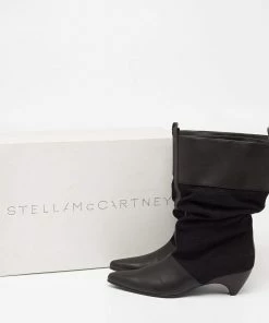 Wholesale 😍 Stella McCartney Black Faux Leather And Canvas Ankle 🥾 Boots Size 36 For 👩 Women 👏 -Stella McCartney Shop luxury women stella mccartney new shoes p634172 003
