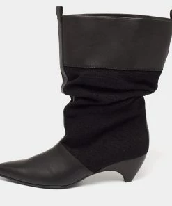 Wholesale 😍 Stella McCartney Black Faux Leather And Canvas Ankle 🥾 Boots Size 36 For 👩 Women 👏