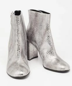 Flash Sale 🌟 Stella McCartney Metallic Silver Python Embossed Faux Leather Ankle 🥾 Boots Size 40 For 👩 Women 🥰 -Stella McCartney Shop luxury women stella mccartney new shoes p634339 004