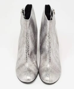 Flash Sale 🌟 Stella McCartney Metallic Silver Python Embossed Faux Leather Ankle 🥾 Boots Size 40 For 👩 Women 🥰 -Stella McCartney Shop luxury women stella mccartney new shoes p634339 005