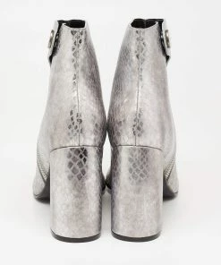 Flash Sale 🌟 Stella McCartney Metallic Silver Python Embossed Faux Leather Ankle 🥾 Boots Size 40 For 👩 Women 🥰 -Stella McCartney Shop luxury women stella mccartney new shoes p634339 006