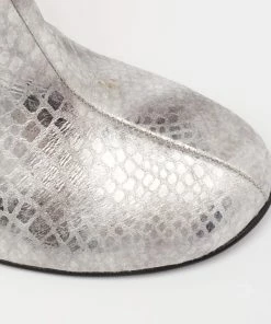 Flash Sale 🌟 Stella McCartney Metallic Silver Python Embossed Faux Leather Ankle 🥾 Boots Size 40 For 👩 Women 🥰 -Stella McCartney Shop luxury women stella mccartney new shoes p634339 008