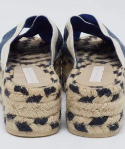 Best reviews of ❤️ Stella McCartney Navy Blue/Beige Canvas Peep-Toe Espadrille Platform 🩴 Sandals Size 39 For 👩 Women 🎉 -Stella McCartney Shop luxury women stella mccartney new shoes p644687 002