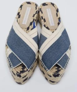 Best reviews of ❤️ Stella McCartney Navy Blue/Beige Canvas Peep-Toe Espadrille Platform 🩴 Sandals Size 39 For 👩 Women 🎉 -Stella McCartney Shop luxury women stella mccartney new shoes p644687 005