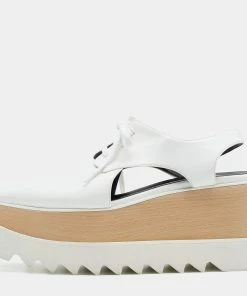 Cheapest 🧨 Stella McCartney White Faux Leather Elyse Cutout Platform Derby Size 38 For 👩 Women 😍