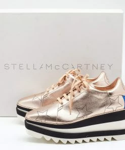 Coupon 😀 Stella McCartney Rose Gold Leather Elyse Star Platform 👟 Sneakers Size 36.5 For 👩 Women 🎉 -Stella McCartney Shop luxury women stella mccartney new shoes p649674 001 scaled