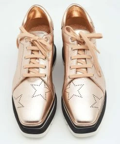 Coupon 😀 Stella McCartney Rose Gold Leather Elyse Star Platform 👟 Sneakers Size 36.5 For 👩 Women 🎉 -Stella McCartney Shop luxury women stella mccartney new shoes p649674 004 scaled