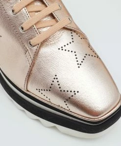Coupon 😀 Stella McCartney Rose Gold Leather Elyse Star Platform 👟 Sneakers Size 36.5 For 👩 Women 🎉 -Stella McCartney Shop luxury women stella mccartney new shoes p649674 006 scaled