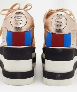 Coupon 😀 Stella McCartney Rose Gold Leather Elyse Star Platform 👟 Sneakers Size 36.5 For 👩 Women 🎉 -Stella McCartney Shop luxury women stella mccartney new shoes p649674 007 scaled