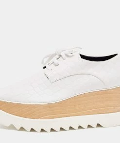 Cheap ⌛ Stella McCartney White Croc Embossed Faux Leather Elyse Platform 👟 Sneakers Size 40 For 👩 Women ⌛