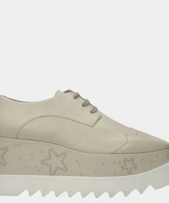 Hot Sale ⌛ Stella McCartney Beige Leather Elyse Stars Platforms 👟 Shoes Size US 10/EU 40.5 For 👩 Women ✔️