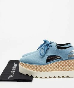 Outlet ✔️ Stella McCartney Blue Denim Elyse Platform Slingback Derby 👟 Sneakers Size 36 For 👩 Women 😉 -Stella McCartney Shop luxury women stella mccartney new shoes p671421 001