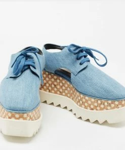 Outlet ✔️ Stella McCartney Blue Denim Elyse Platform Slingback Derby 👟 Sneakers Size 36 For 👩 Women 😉 -Stella McCartney Shop luxury women stella mccartney new shoes p671421 004