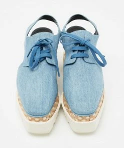 Outlet ✔️ Stella McCartney Blue Denim Elyse Platform Slingback Derby 👟 Sneakers Size 36 For 👩 Women 😉 -Stella McCartney Shop luxury women stella mccartney new shoes p671421 005