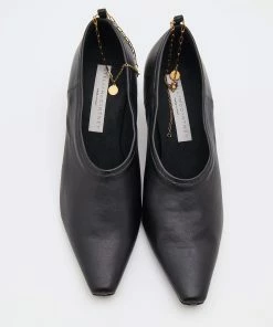 Best Pirce 👏 Stella McCartney Black Faux Leather Mid Heel Chain Ankle Strap Pumps Size 36.5 For 👩 Women ❤️ -Stella McCartney Shop luxury women stella mccartney new shoes p685928 004
