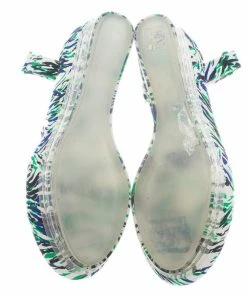 Deals 🔥 Stella McCartney Printed Valerie Plexi Wedge 🩴 Sandals Size 41 For 👩 Women 👏 -Stella McCartney Shop luxury women stella mccartney new shoes p7192 007