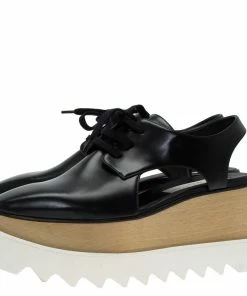 Wholesale 🛒 Stella McCartney Black Faux Leather Elyse Cut-Out Derby Size 36 For 👩 Women 🔔 -Stella McCartney Shop luxury women stella mccartney new shoes p81424 004