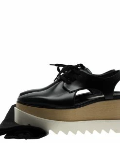Wholesale 🛒 Stella McCartney Black Faux Leather Elyse Cut-Out Derby Size 36 For 👩 Women 🔔 -Stella McCartney Shop luxury women stella mccartney new shoes p81424 008