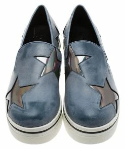 Best deal ✔️ Stella McCartney Grey Leather Binx Star Slip-On Platform 👟 Sneakers Size 36 For 👩 Women 🛒 -Stella McCartney Shop luxury women stella mccartney new shoes p88986 003