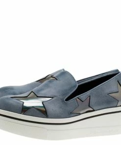Best deal ✔️ Stella McCartney Grey Leather Binx Star Slip-On Platform 👟 Sneakers Size 36 For 👩 Women 🛒 -Stella McCartney Shop luxury women stella mccartney new shoes p88986 004