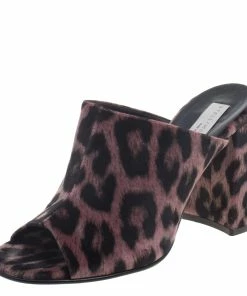 Best Pirce 😍 Stella McCartney Rose Pink Leopard Printed Velvet Sabot Mules Size 39.5 For 👩 Women 😉