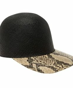 Cheap 👍 Stella McCartney Black Straw And Faux Python ⚾ Baseball Cap Size 57 For 👩 Women 🌟
