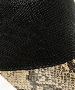 Cheap 👍 Stella McCartney Black Straw And Faux Python ⚾ Baseball Cap Size 57 For 👩 Women 🌟 -Stella McCartney Shop luxury women stella mccartney new travel p81357 0004