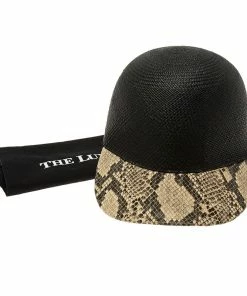 Cheap 👍 Stella McCartney Black Straw And Faux Python ⚾ Baseball Cap Size 57 For 👩 Women 🌟 -Stella McCartney Shop luxury women stella mccartney new travel p81357 0006