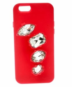 Budget 🔥 Stella McCartney Red Rubber Crystal Four Finger Ring IPhone 6 Case For 👩 Women 👏