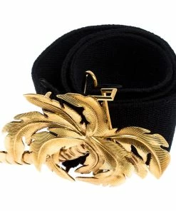 Flash Sale 😉 Stella McCartney Black Canvas Palm Tree Buckle Belt 80CM For 👩 Women 👍 -Stella McCartney Shop luxury women stella mccartney used accessories p249325 001