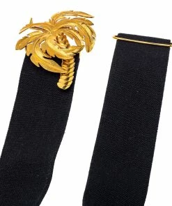 Promo 👏 Stella McCartney Black Canvas Palm Tree Buckle Belt 80 CM For 👩 Women 🤩 -Stella McCartney Shop luxury women stella mccartney used accessories p390672 005