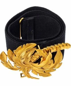 Promo 👏 Stella McCartney Black Canvas Palm Tree Buckle Belt 80 CM For 👩 Women 🤩 -Stella McCartney Shop luxury women stella mccartney used accessories p390672 007