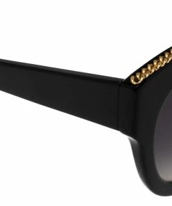 Cheap 👏 Stella McCartney Black & Gold / Grey Gradient SC0018S Cat Eye 👓 Sunglasses For 👩 Women 🔔 -Stella McCartney Shop luxury women stella mccartney used accessories p421495 005