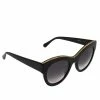 Cheap 👏 Stella McCartney Black & Gold / Grey Gradient SC0018S Cat Eye 👓 Sunglasses For 👩 Women 🔔 -Stella McCartney Shop luxury women stella mccartney used accessories p421495 007