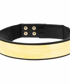 Cheap ⌛ Stella McCartney Black Faux Leather Gold Tone Metal Plate Waist Belt 70CM For 👩 Women 👍